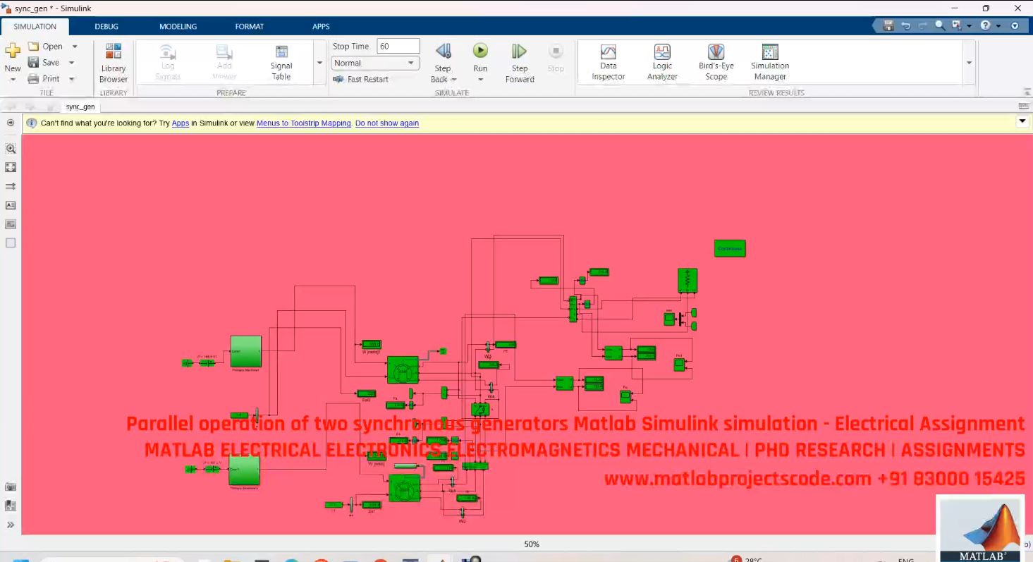 Parallel Operation of Two Synchronous Generators - MATLAB Simulink Simulation for Power System Stability